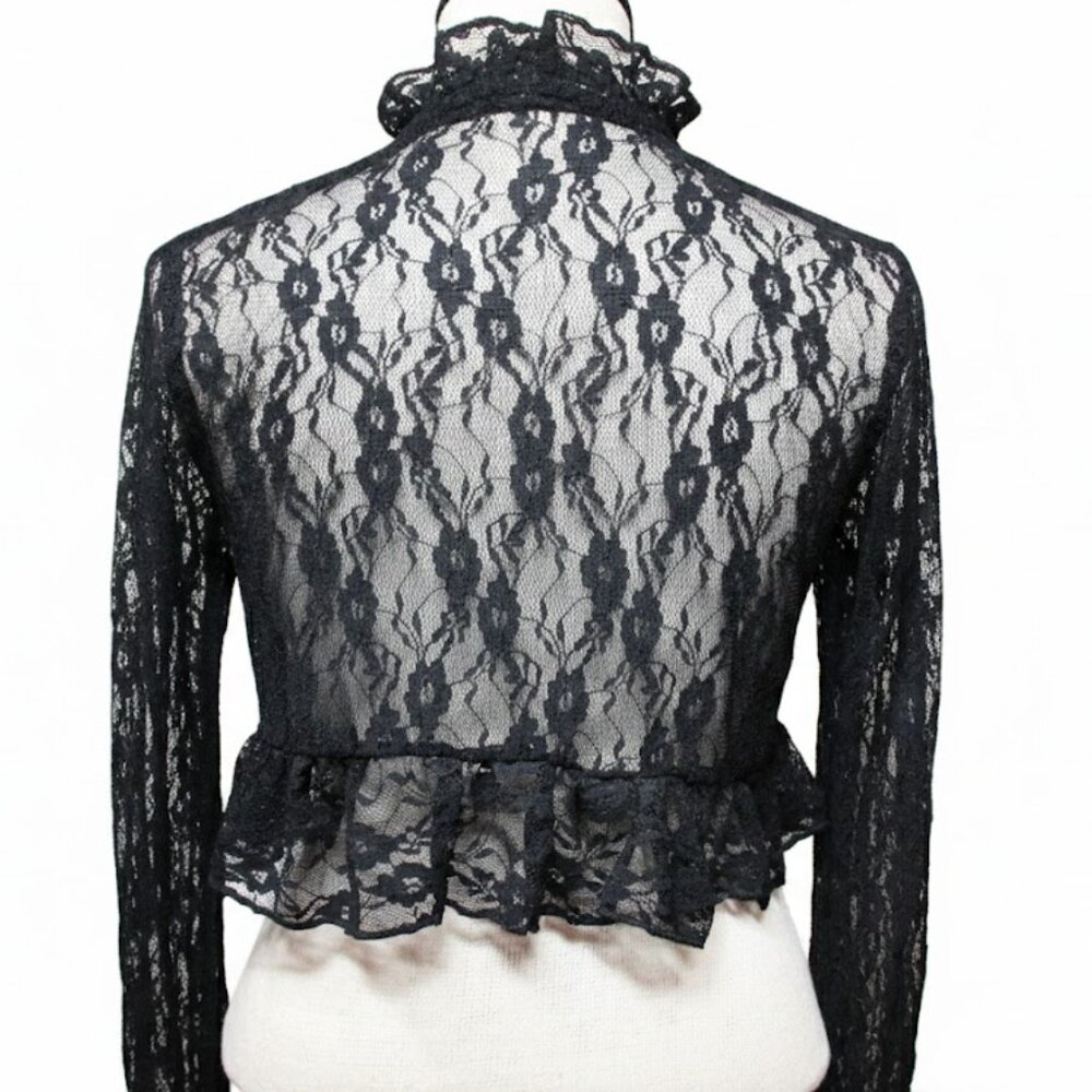 Thirty/Thirty Black Lace Bolero Shrug Flare Sleeve Whimsigoth Fairy Grunge Large - Picture 2 of 7